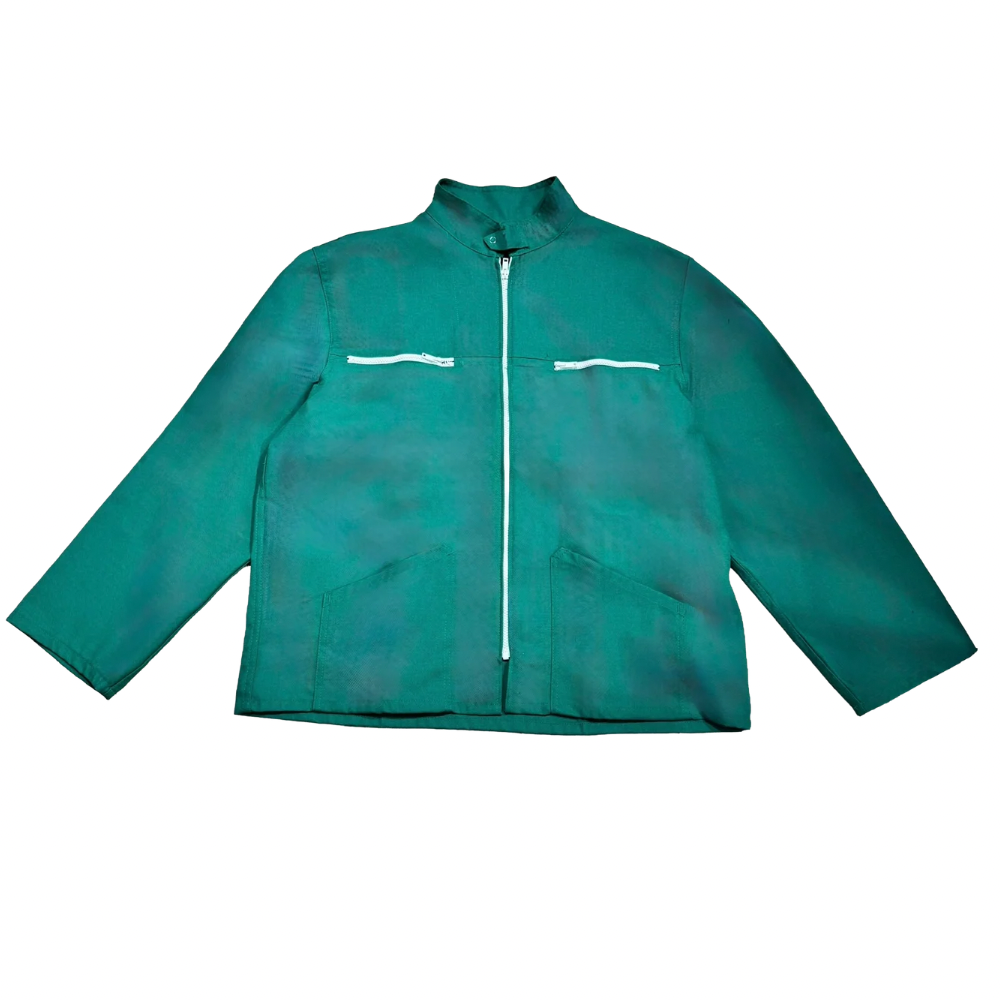 Veste verte à motif vichy orange et panier d’oranges 3D