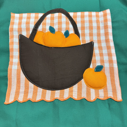 Veste verte à motif vichy orange et panier d’oranges 3D