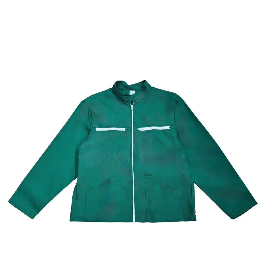 Veste verte à motif vichy rouge et panier de fraises 3D