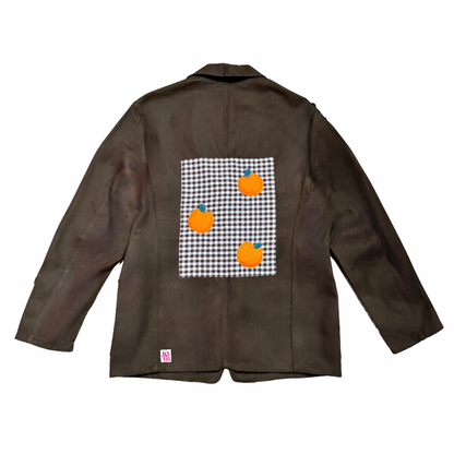 Veste marron à motif vichy marron et oranges 3D