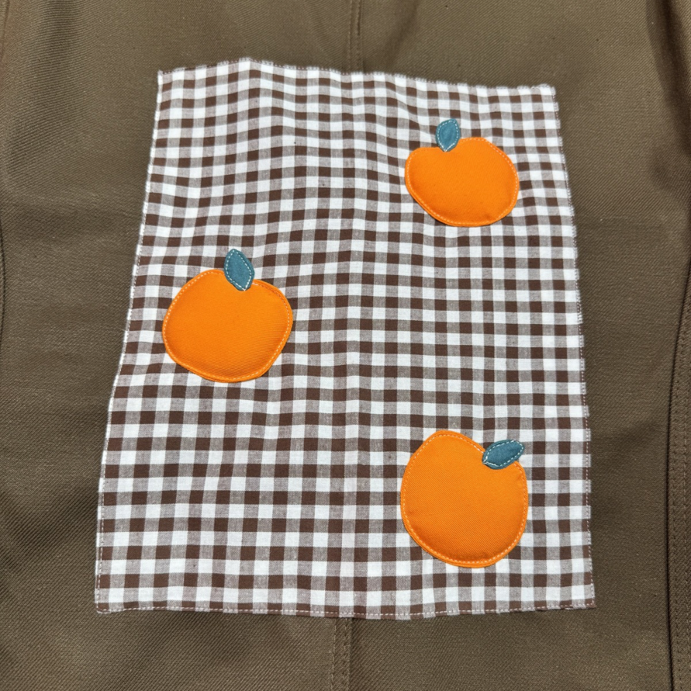 Veste marron à motif vichy marron et oranges 3D